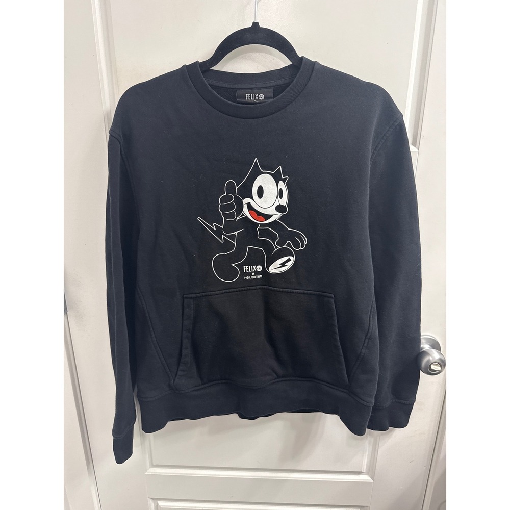 Neil Barrett Felix‎ the Cat Sweatshirt Mens Medium Black Slim Fit BJS030A-R558S